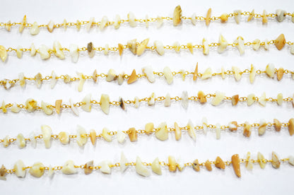 White African Opal Smooth Irregular Flat Chips Shape Rosary Beaded Chain , 2 - 5 mm , RB-5894