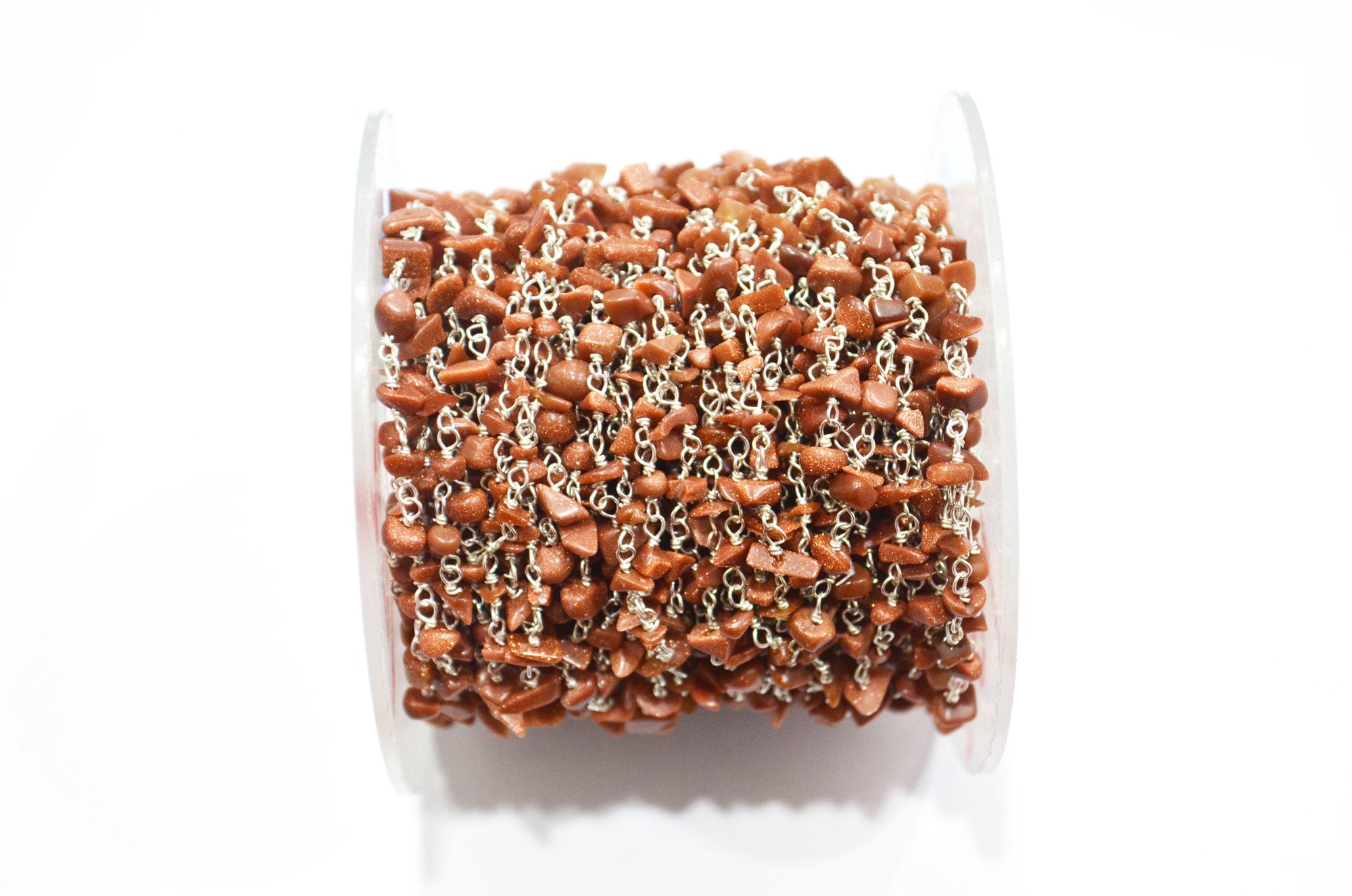 Sunstone Organic Polished Irregular Flat Chips Rosary Beaded Chain , 2 - 3 mm , RB-5898