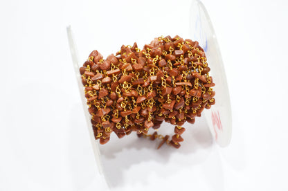 Sunstone Organic Polished Irregular Flat Chips Rosary Beaded Chain , 2 - 3 mm , RB-5898