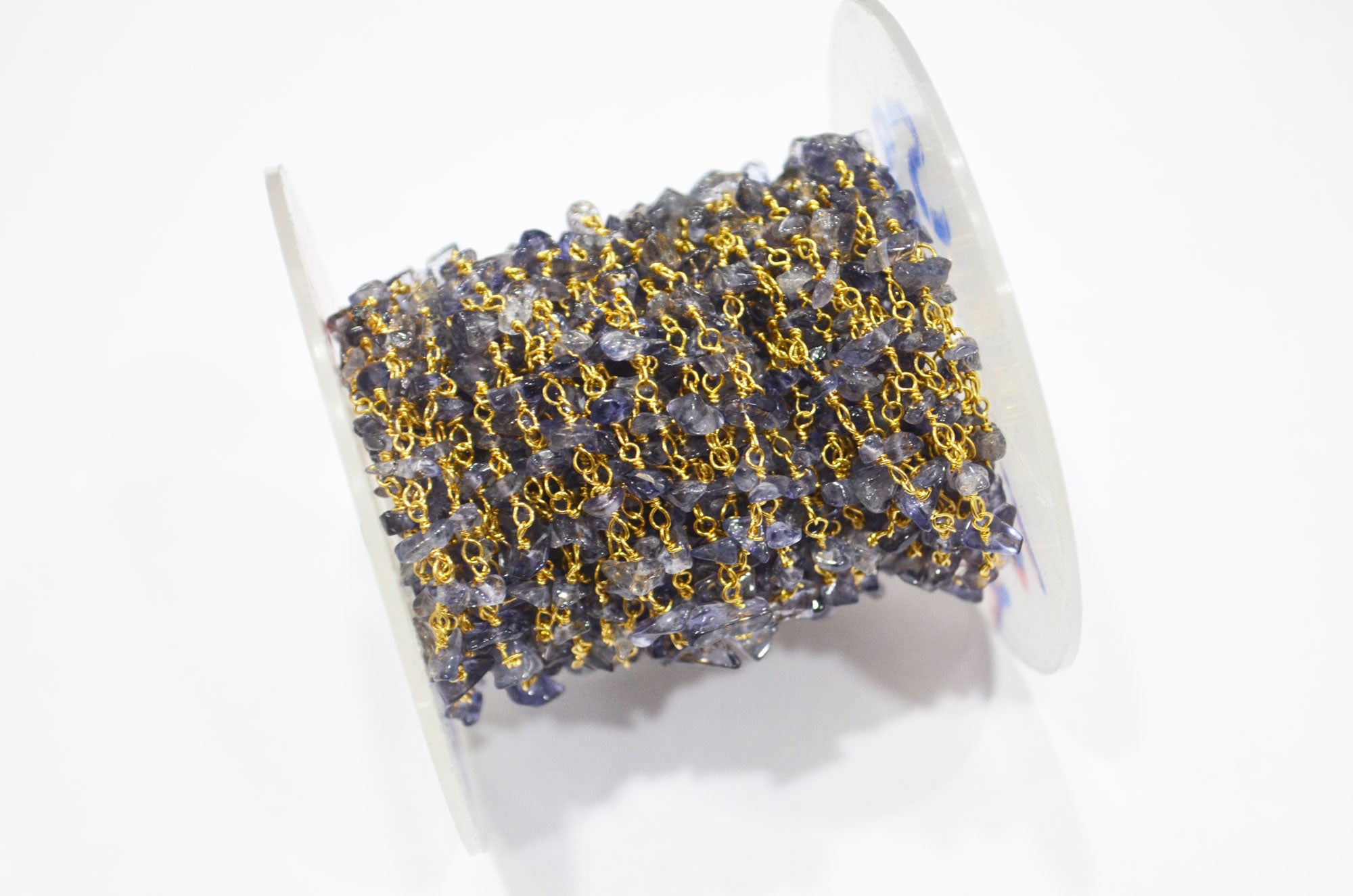 Iolite Organic Polished Irregular Flat Chips Rosary Beaded Chain , 2 - 3 mm , RB-5900