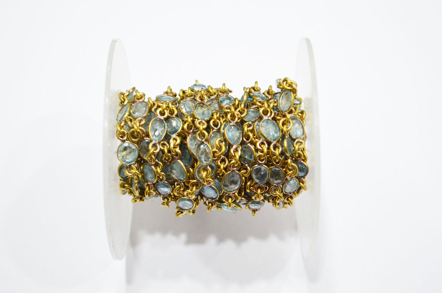 Natural Blue Zircon Free Form Shape Connector Chain , 4 - 6 mm , RB-5906