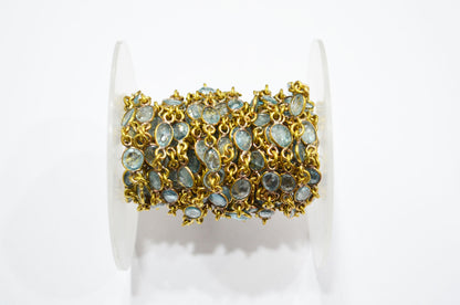 Natural Blue Zircon Free Form Shape Connector Chain , 4 - 6 mm , RB-5906