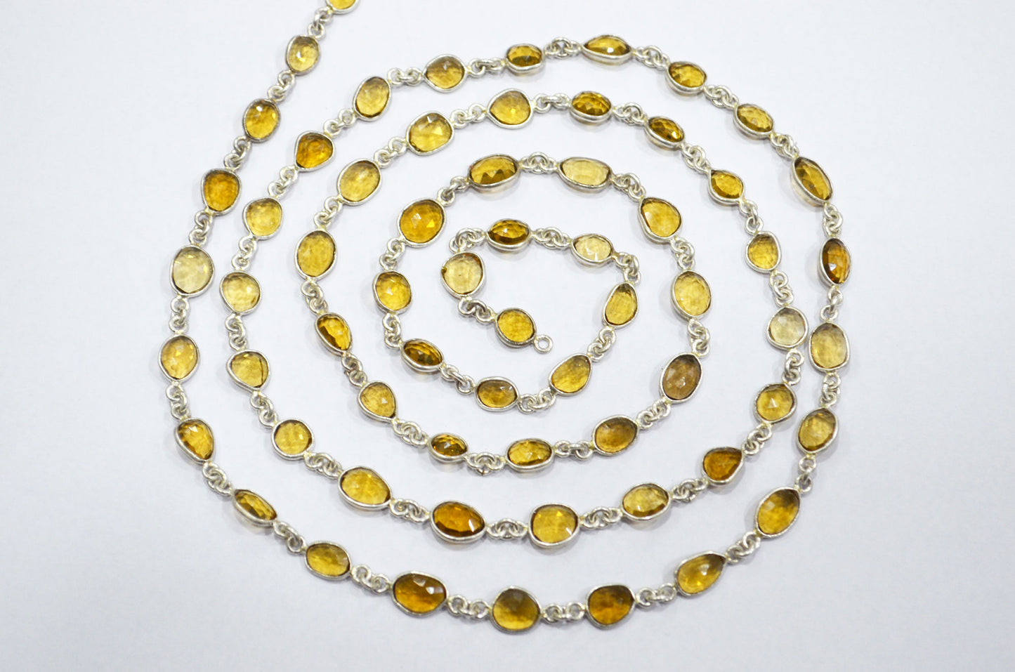 Natural Beer Quartz Free Form Shape Connector Chain , 6 - 9 mm , RB-5907