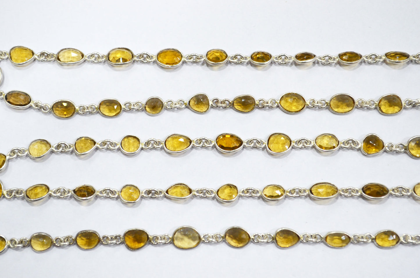 Natural Beer Quartz Free Form Shape Connector Chain , 6 - 9 mm , RB-5907