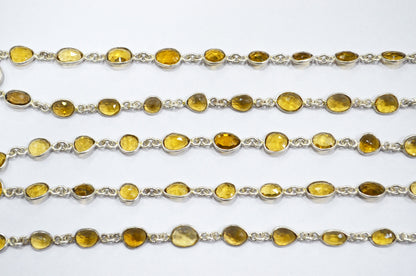 Natural Beer Quartz Free Form Shape Connector Chain , 6 - 9 mm , RB-5907