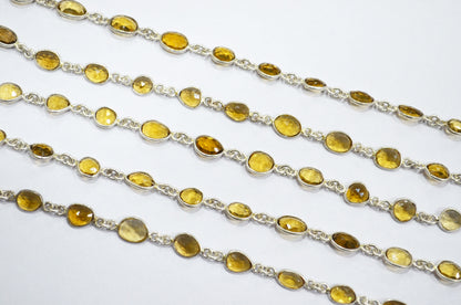 Natural Beer Quartz Free Form Shape Connector Chain , 6 - 9 mm , RB-5907