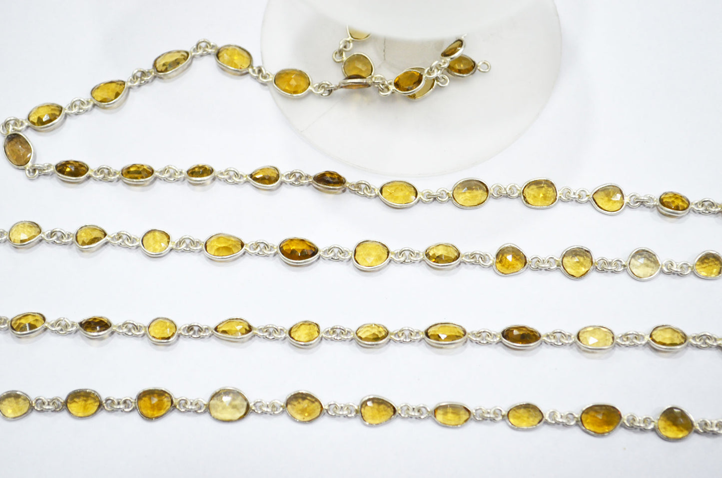 Natural Beer Quartz Free Form Shape Connector Chain , 6 - 9 mm , RB-5907