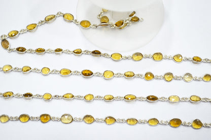 Natural Beer Quartz Free Form Shape Connector Chain , 6 - 9 mm , RB-5907