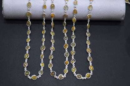 Natural Golden Rutile Faceted Free Form Shape Connector Chain , 6 - 9 mm , RB-5908