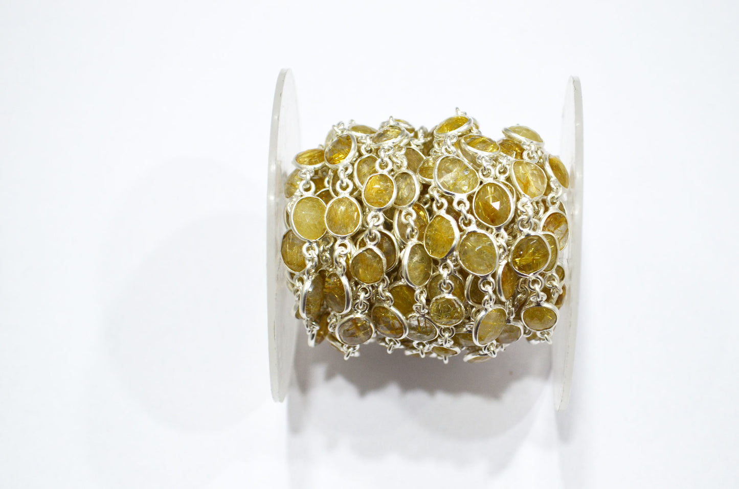 Natural Golden Rutile Faceted Free Form Shape Connector Chain , 6 - 9 mm , RB-5908