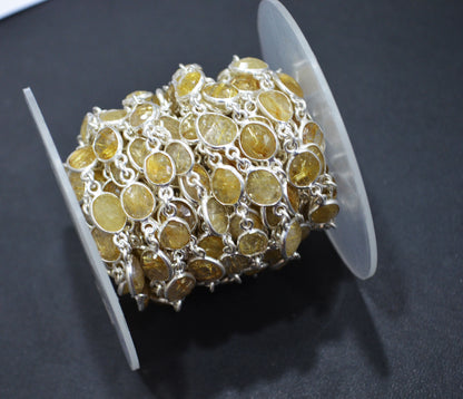 Natural Golden Rutile Faceted Free Form Shape Connector Chain , 6 - 9 mm , RB-5908