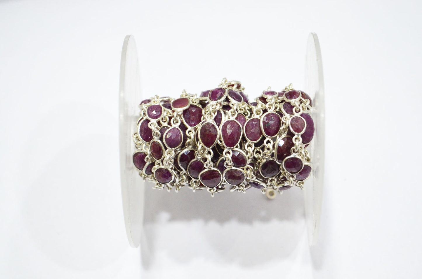 Natural Ruby Faceted Free Form Shape Connector Chain , 4 - 6 mm , RB-5909