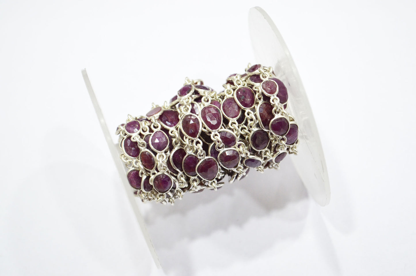 Natural Ruby Faceted Free Form Shape Connector Chain , 4 - 6 mm , RB-5909