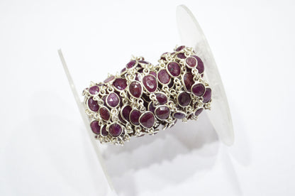 Natural Ruby Faceted Free Form Shape Connector Chain , 4 - 6 mm , RB-5909