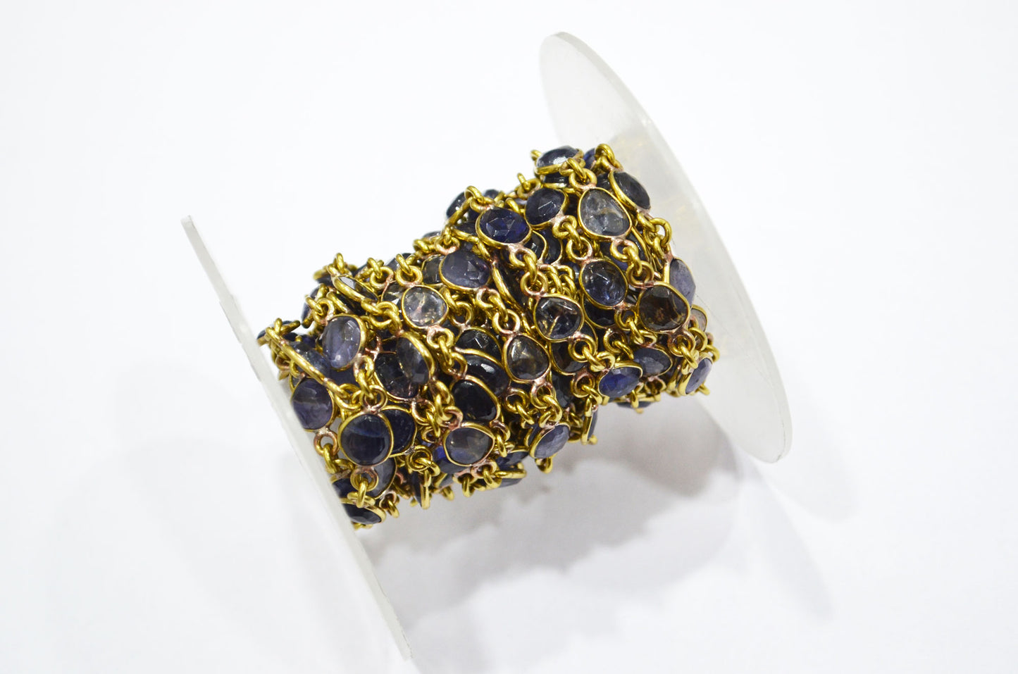 Natural Iolite Faceted Free Form Shape Connector Chain , 5 - 7 mm , RB-5910