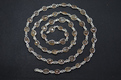 Natural Champagne Zircon Faceted Free Form Shape Connector Chain , 5 - 7 mm , RB-5911
