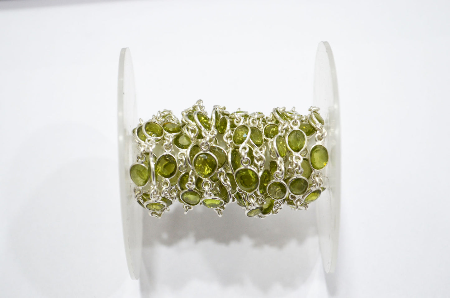 Natural Peridot Faceted Free Form Shape Connector Chain , 5 - 7 mm , RB-5912