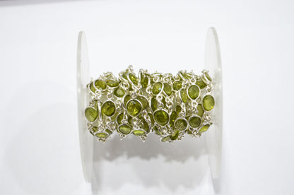 Natural Peridot Faceted Free Form Shape Connector Chain , 5 - 7 mm , RB-5912