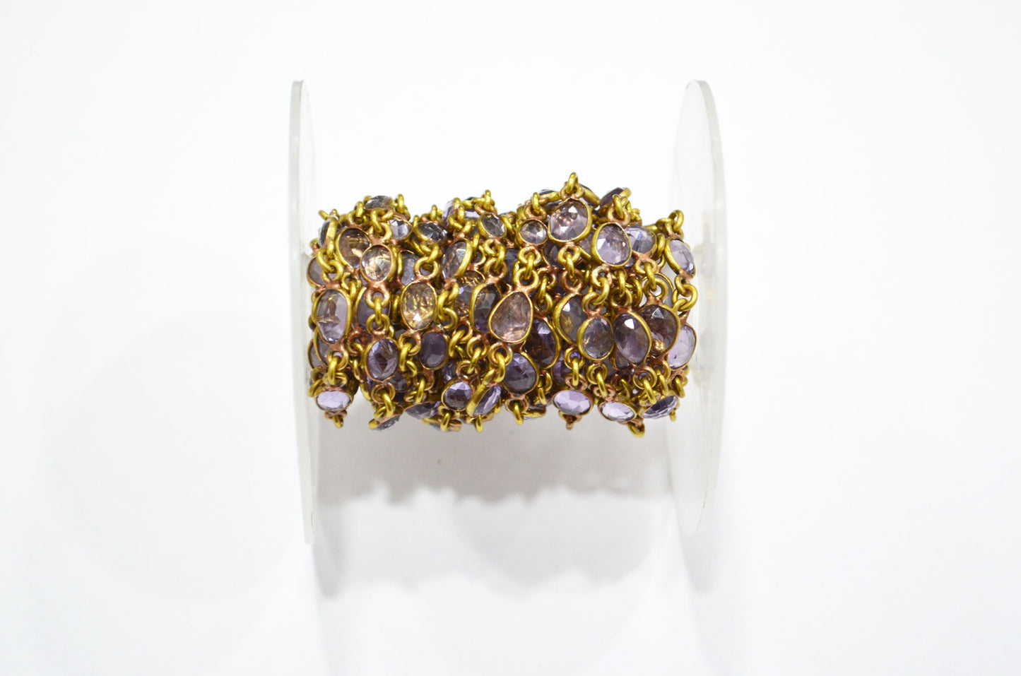 Natural Pink Amethyst Faceted Free Form Shape Connector Chain , 6 - 9 mm , RB-5915