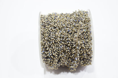 Labradorite Faceted Round Shape Grape Chain , 2 mm , RB-5920