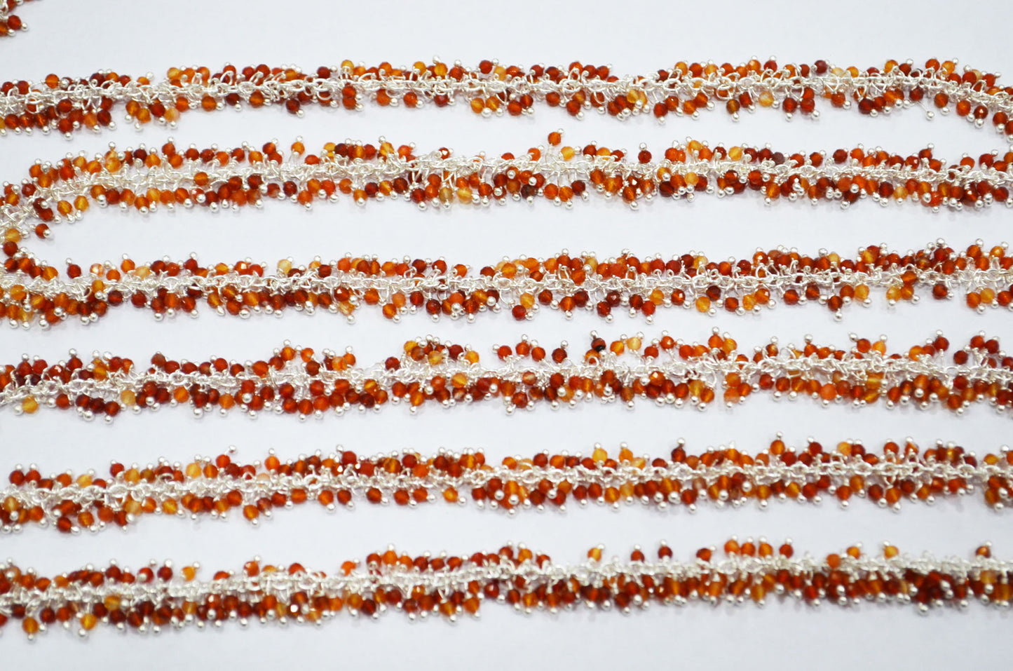 Carnelian Faceted Round Shape Grape Chain , 2 mm , RB-5921
