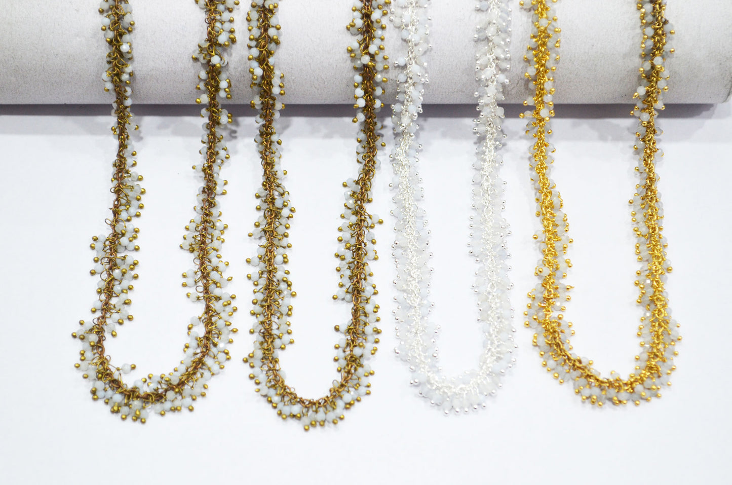 Turkey Chalcedony Faceted Round Shape Grape Chain , 2 mm , RB-5922