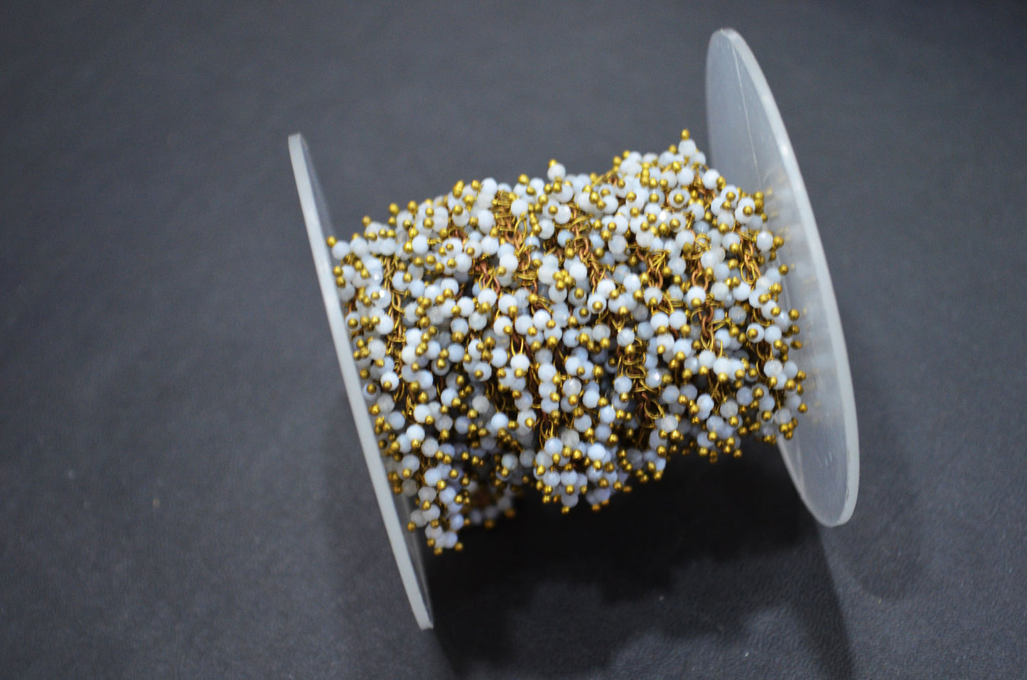 Turkey Chalcedony Faceted Round Shape Grape Chain , 2 mm , RB-5922