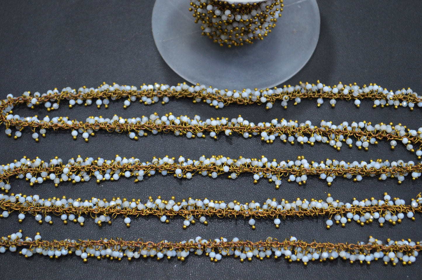 Turkey Chalcedony Faceted Round Shape Grape Chain , 2 mm , RB-5922