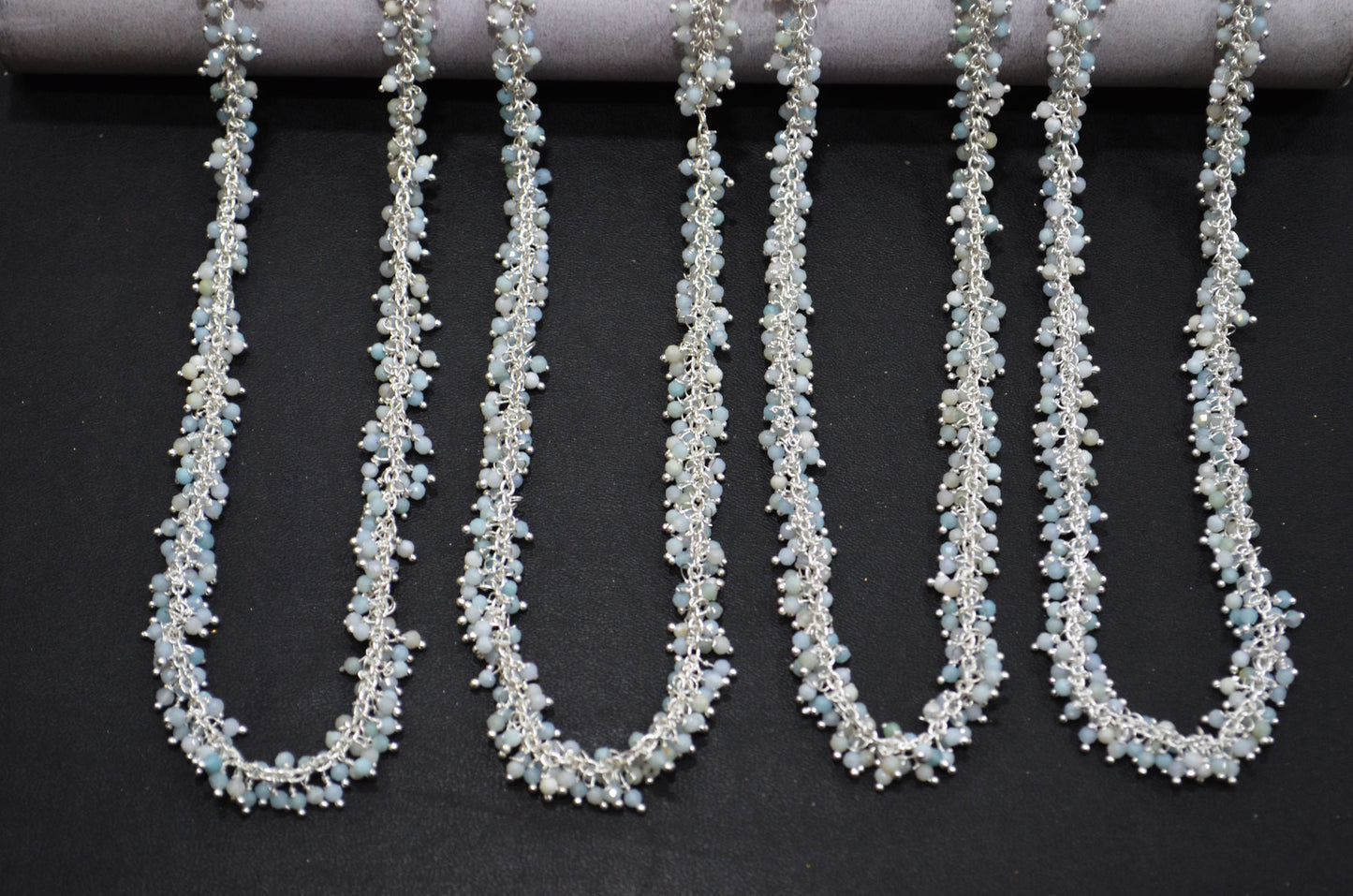 Amazonite Faceted Round Shape Grape Chain , 2 mm , RB-5923