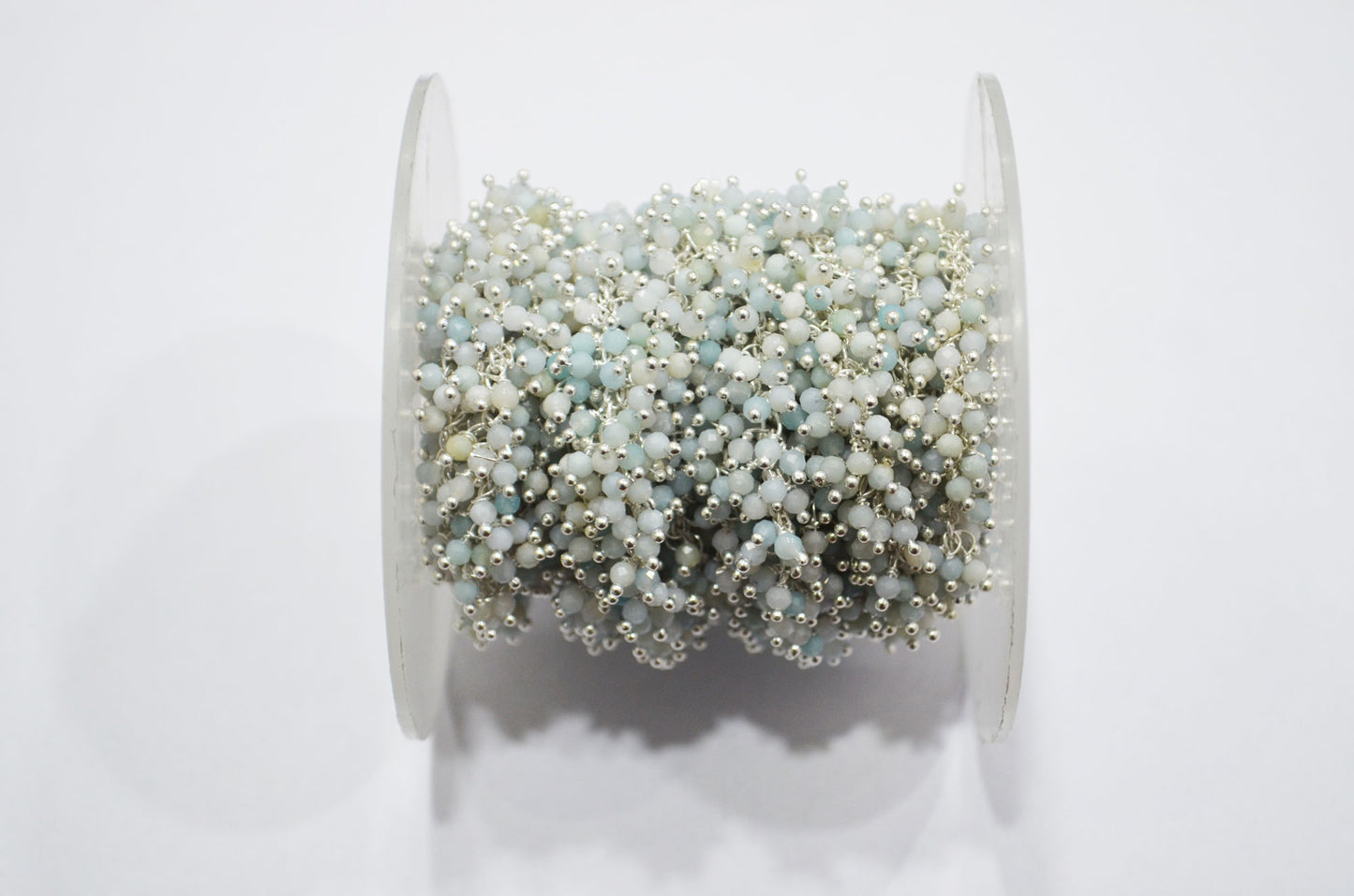 Amazonite Faceted Round Shape Grape Chain , 2 mm , RB-5923