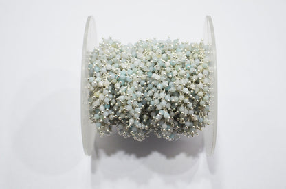 Amazonite Faceted Round Shape Grape Chain , 2 mm , RB-5923