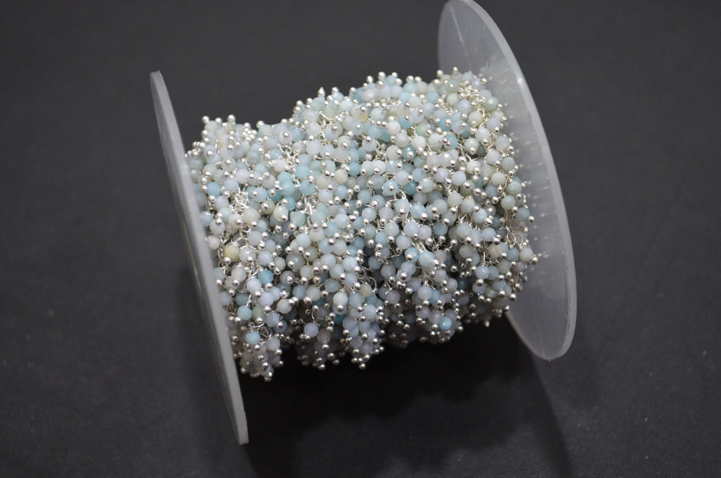 Amazonite Faceted Round Shape Grape Chain , 2 mm , RB-5923