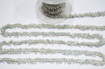 Amazonite Faceted Round Shape Grape Chain , 2 mm , RB-5923