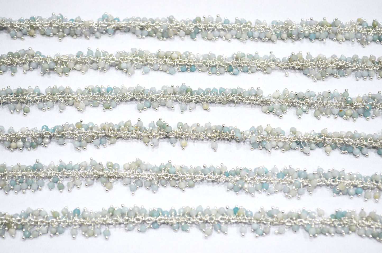 Amazonite Faceted Round Shape Grape Chain , 2 mm , RB-5923