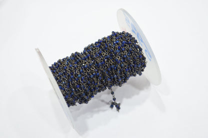 Lapis Lazuli Faceted Round Shape Rosary Beaded Chain , 2 - 2.30 mm , RB-5925