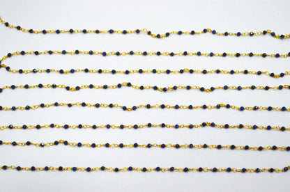 Lapis Lazuli Faceted Round Shape Rosary Beaded Chain , 2 - 2.30 mm , RB-5925