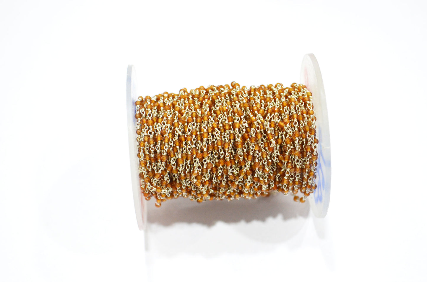 Hessonite Garnet Faceted Round Shape Rosary Beaded Chain , 2 - 2.30 mm , RB-5926