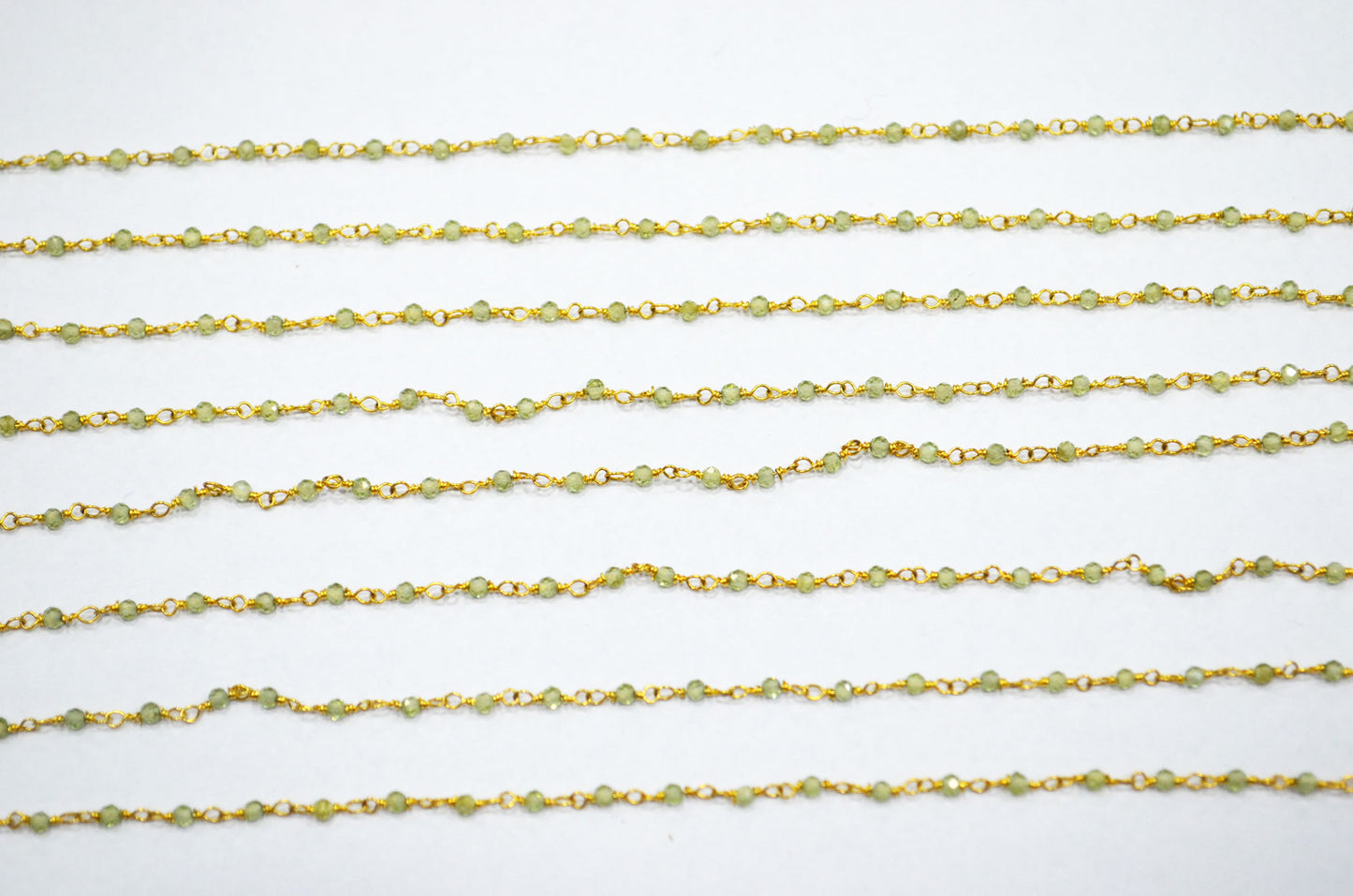 Peridot Faceted Round Shape Rosary Beaded Chain , 2 - 2.30 mm , RB-5927