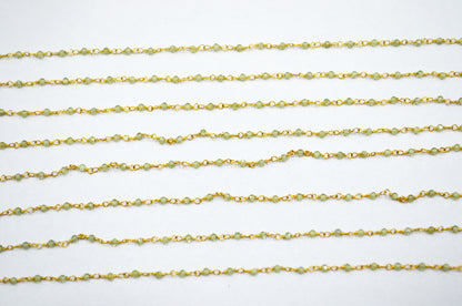 Peridot Faceted Round Shape Rosary Beaded Chain , 2 - 2.30 mm , RB-5927