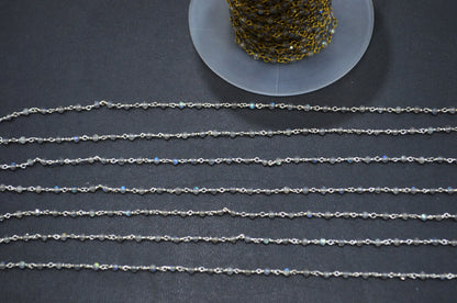 Labradorite Faceted Round Shape Rosary Beaded Chain , 2 - 2.30 mm , RB-5928