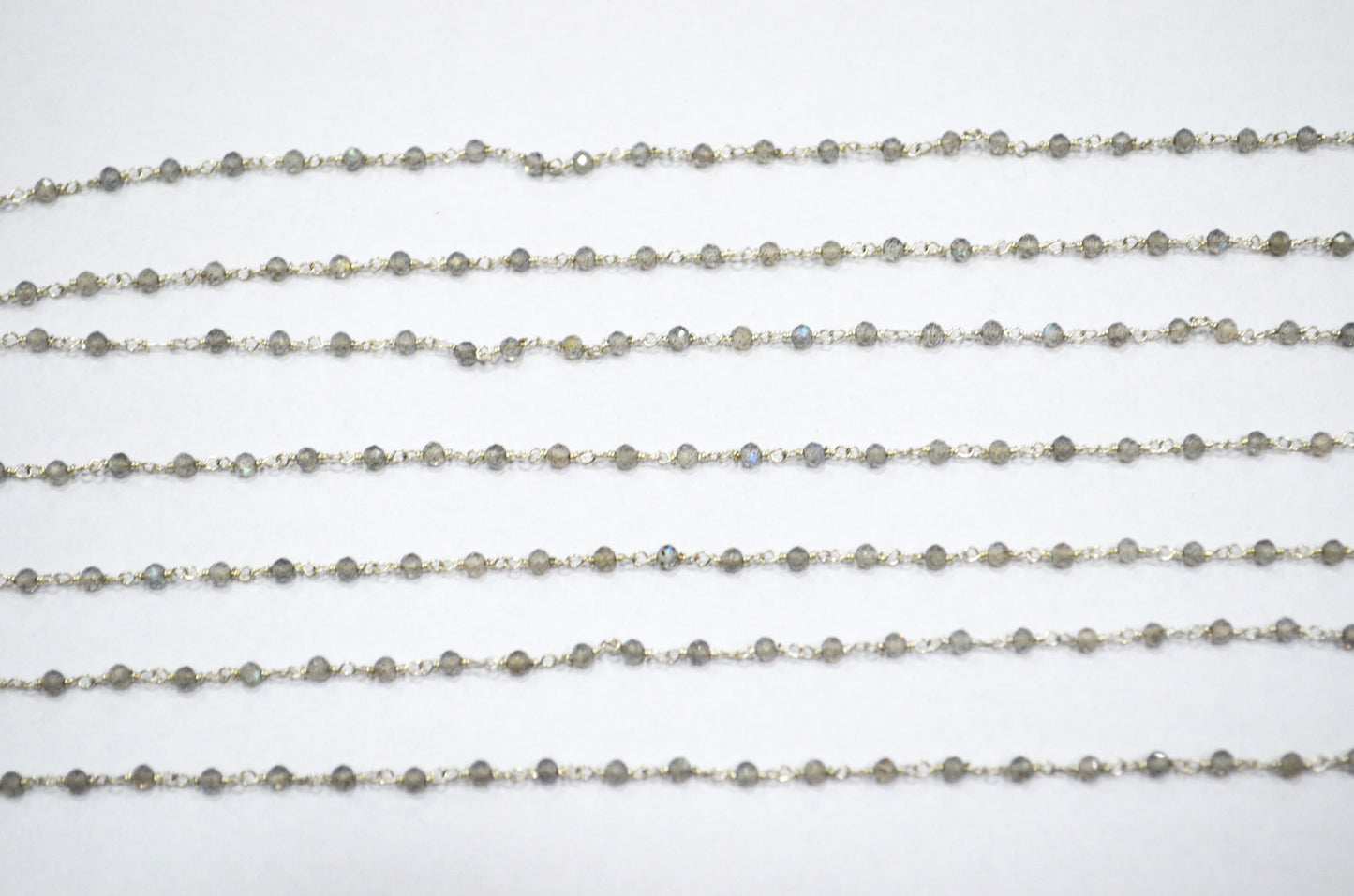 Labradorite Faceted Round Shape Rosary Beaded Chain , 2 - 2.30 mm , RB-5928