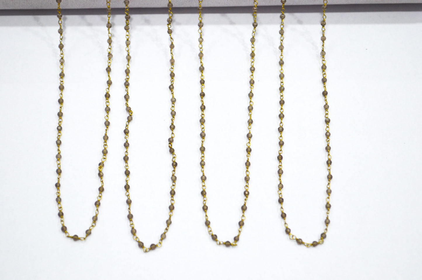 Smoky Quartz Faceted Round Shape Rosary Beaded Chain , 2 - 2.30 mm , RB-5930