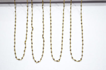 Smoky Quartz Faceted Round Shape Rosary Beaded Chain , 2 - 2.30 mm , RB-5930