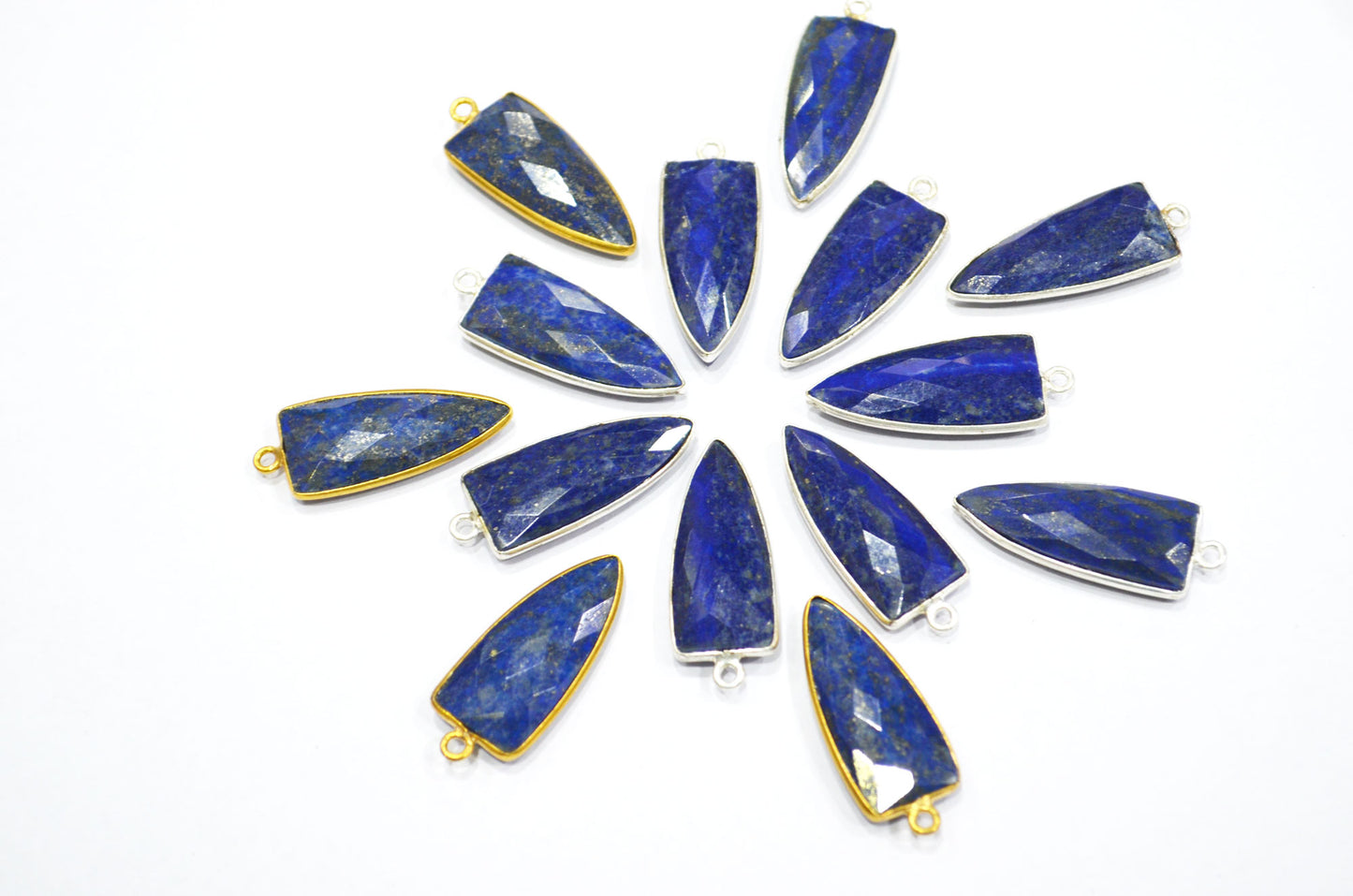 Lapis Lazuli Faceted Arrowhead Shape Connector , Sold By Piece , 13x32 mm , RB-5935