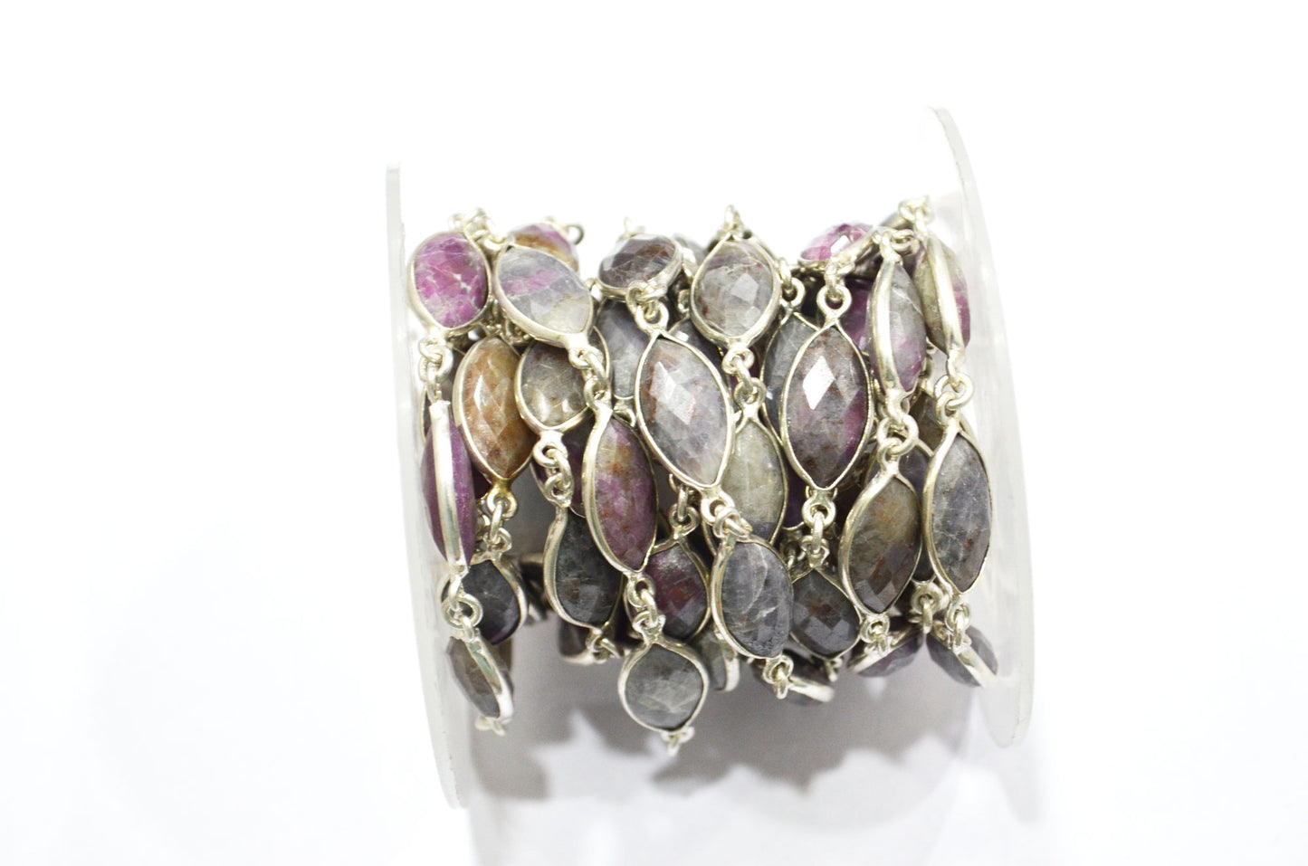 Ruby Rocks Faceted Marquise Shape Connector Chain , 8x15 mm , RB-5937