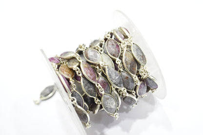 Ruby Rocks Faceted Marquise Shape Connector Chain , 8x15 mm , RB-5937