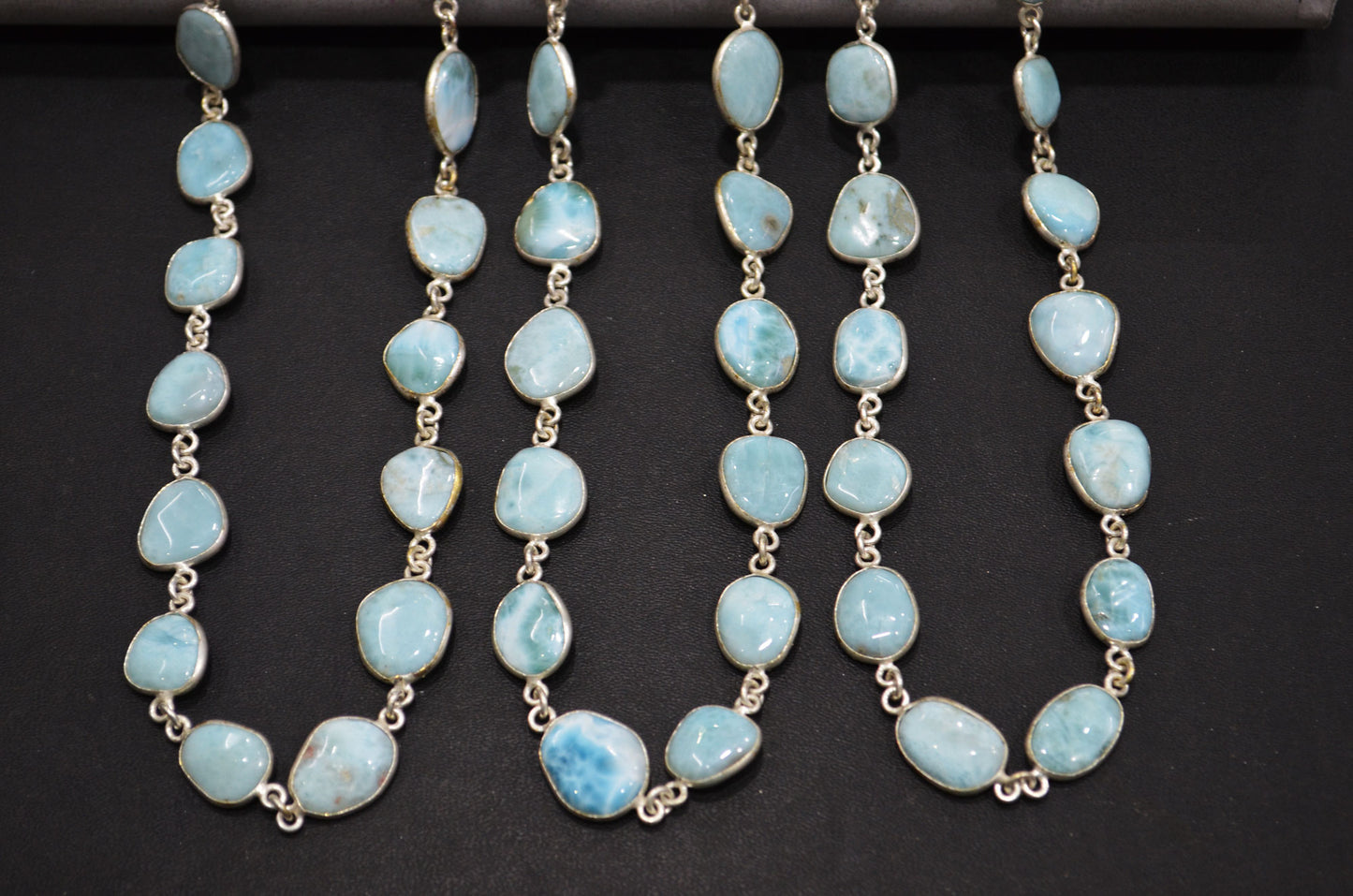 Natural Larimar Free Form Shape Smooth Connector Chain , 11 - 15 mm , RB-5939
