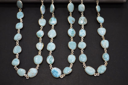 Natural Larimar Free Form Shape Smooth Connector Chain , 11 - 15 mm , RB-5939