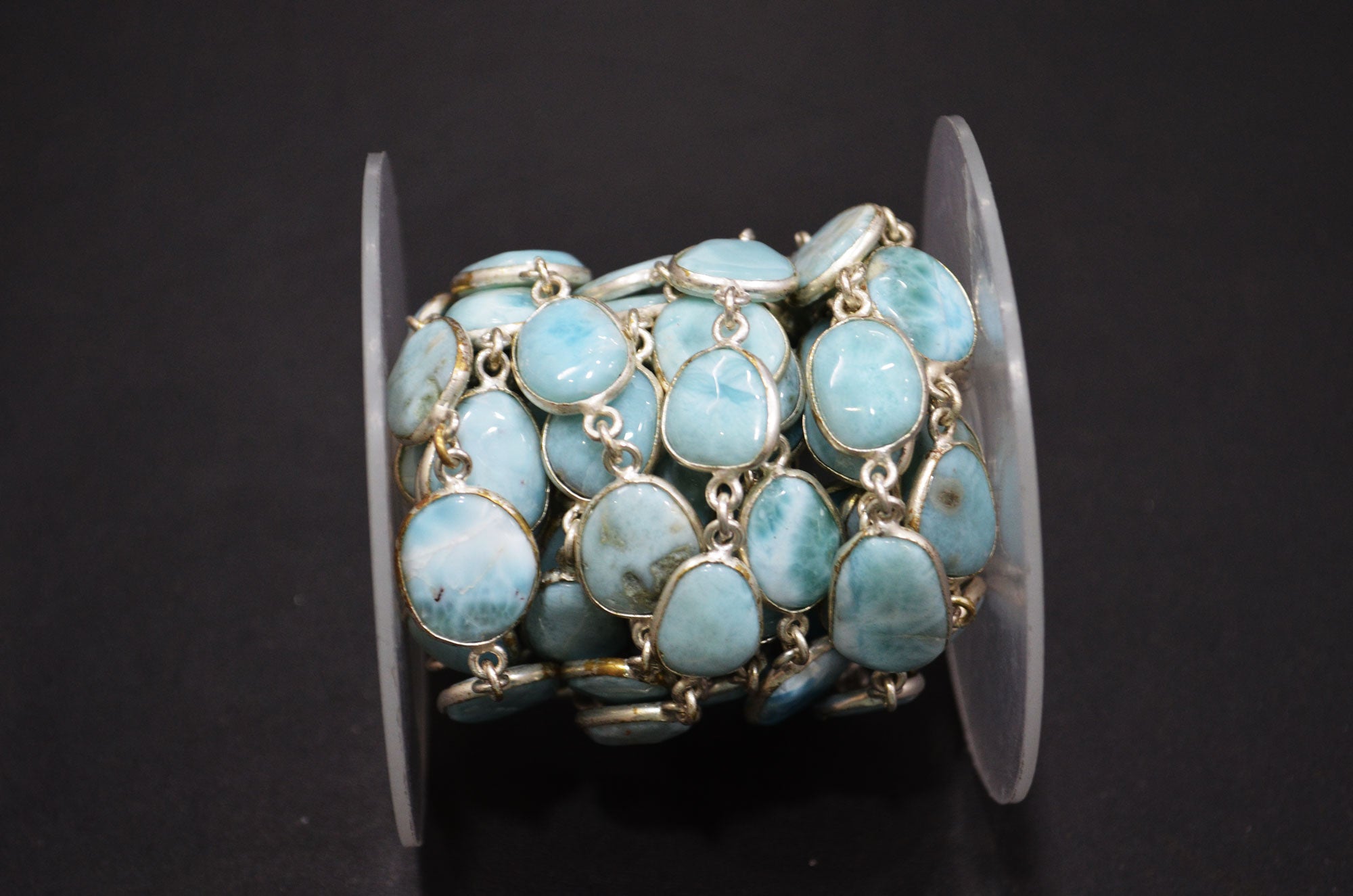 Natural Larimar Free Form Shape Smooth Connector Chain , 11 - 15 mm , RB-5939