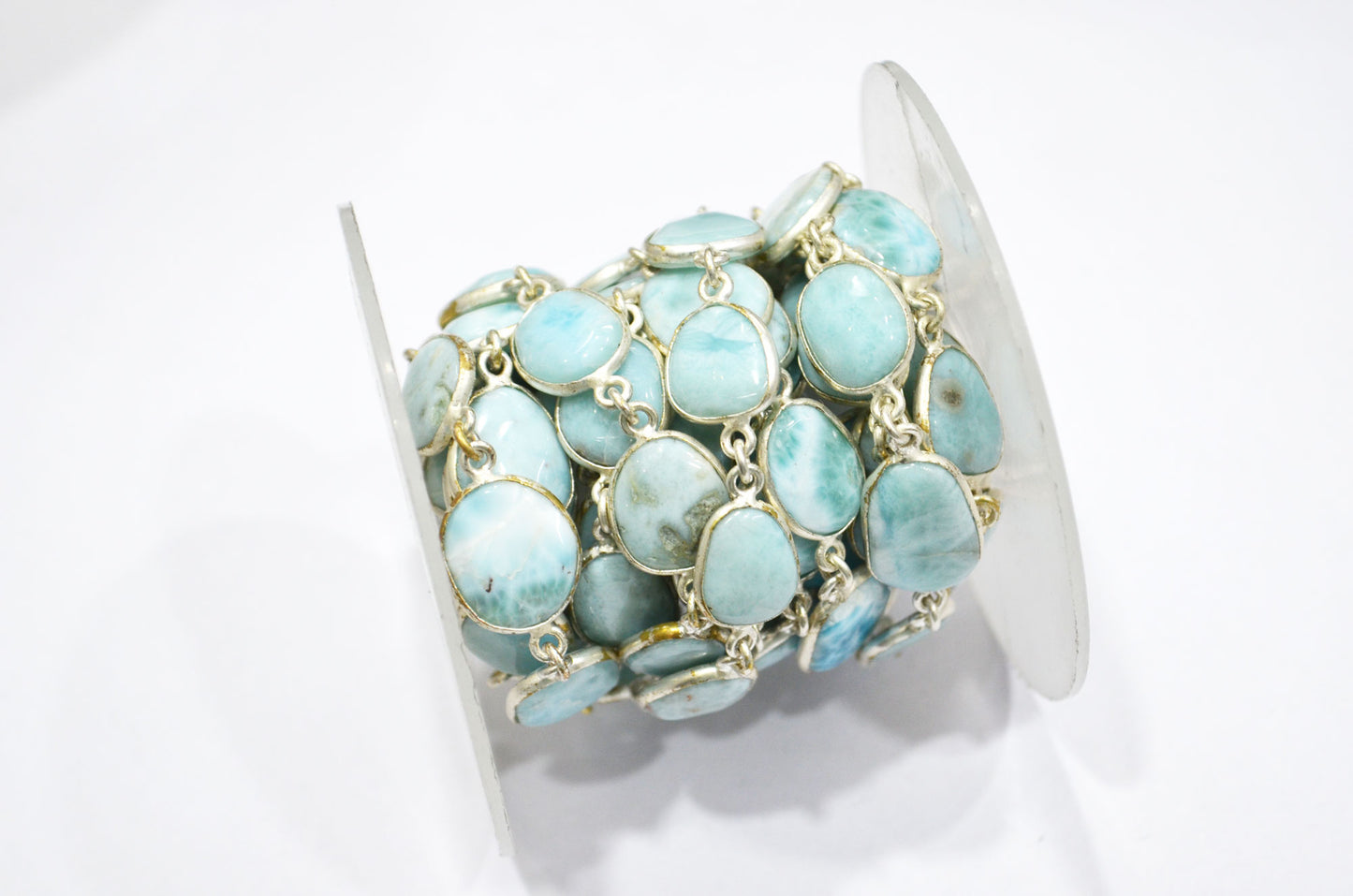 Natural Larimar Free Form Shape Smooth Connector Chain , 11 - 15 mm , RB-5939